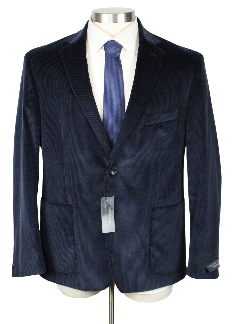 Mens Store Bloomingdales Sport Coat 46 R Navy Corduroy Blazer $498